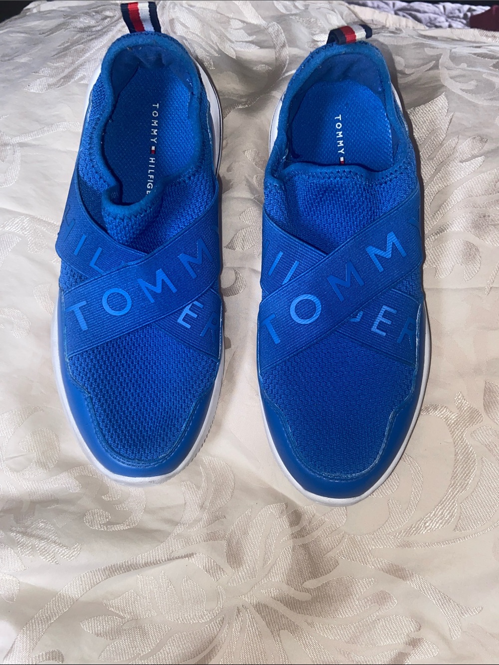 Tommy Hilfiger Men’s Royal Blue Slip-On Cross-Strap Sneakers